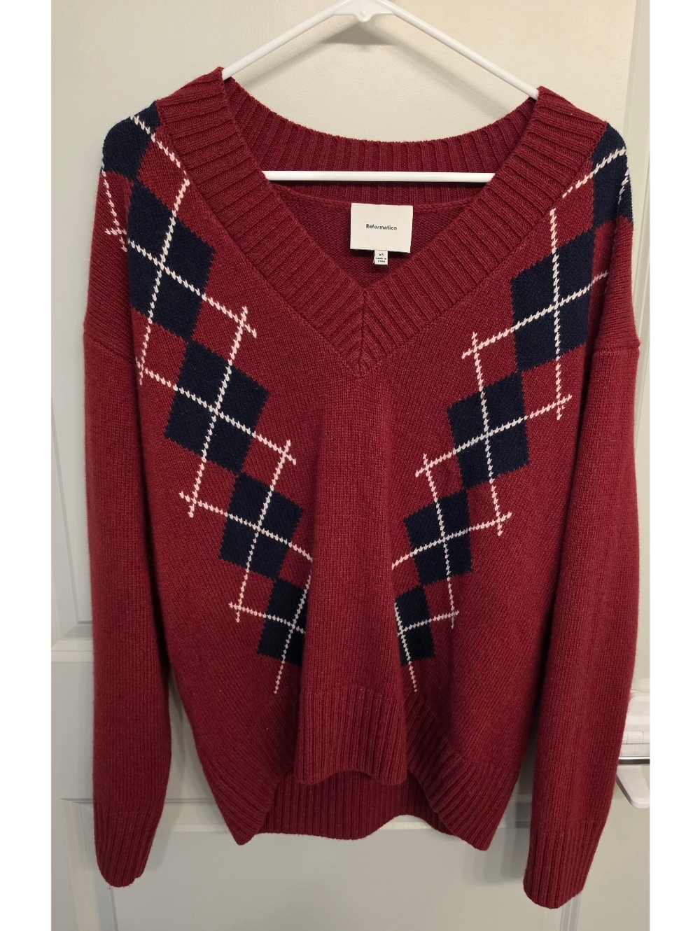 Reformation Jadey Cashmere Oversized V-neck Sweater, XS